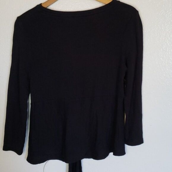 Vera Wang Black Bottom Wrap Long Sleeve Shirt XS - Picture 6 of 9